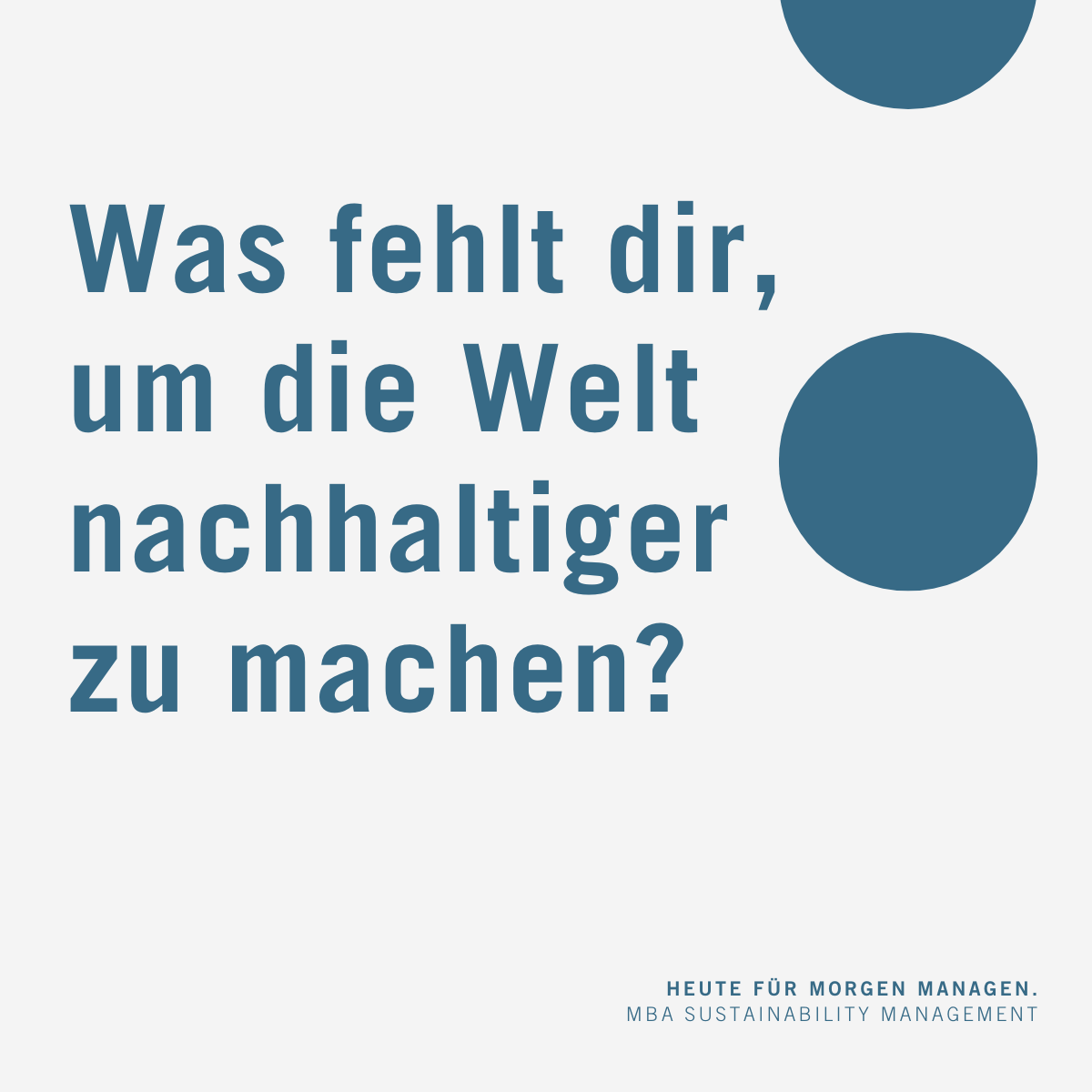 MBA Sustainability Management Zukunftsmacher*innen gesucht