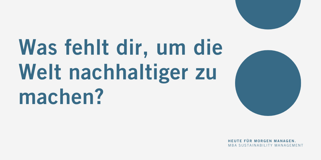 MBA Sustainability Management Zukunftsmacher*innen gesucht